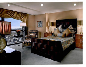 Traditional interior design bedroom rich colors fabrics south florida